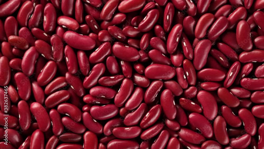 red raw kidney beans top view rotating red raw kidney beans top view rotating