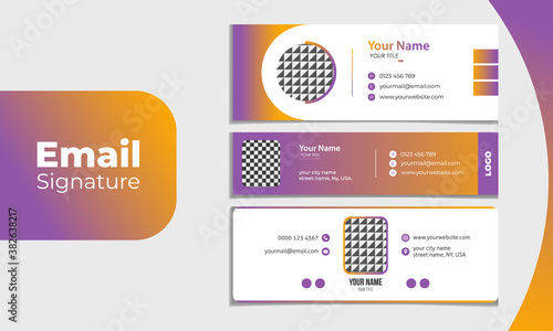 Set of Flat & Modern Email Signature Templates. Editable & scalable to any size.