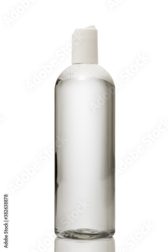 shampoo transparent clear plastic bottle with white cap for mockup