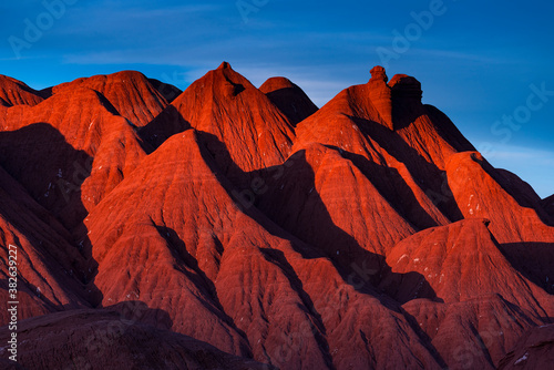 Eroded landscape in the Desierto del Diablo in the Los Colorados area, in the town of Tolar Grande in the province of Salta in La Puna Argentina. Argentina, South America, America photo