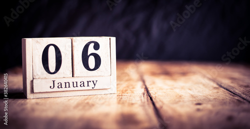 January 6th, 6 January, Sixth of January, calendar month - date or anniversary or birthday photo