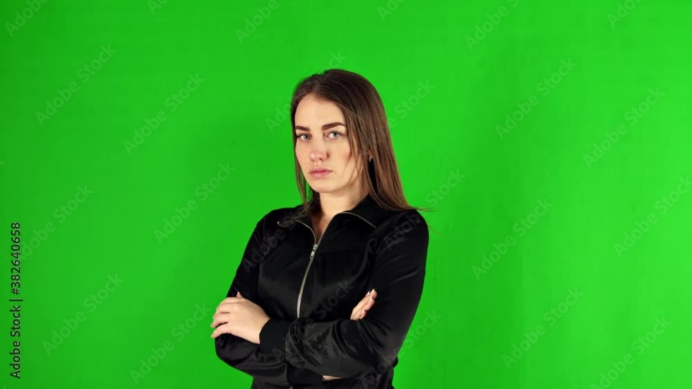 The sad girl on Green screen The sad girl on Green screen