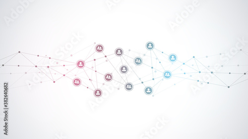 Vector illustration of connecting people and communication concept, social network.
