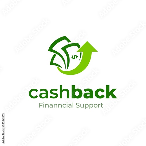 Cashback logo vector design. Money logo template. Business and finance icon. Money with arrow up. Currency. Financial support.