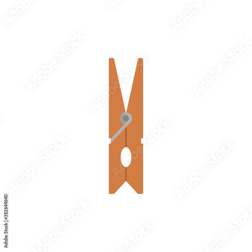 Wooden clothespin con. Clothes peg. Vector illustration. Flat design. Isolated.