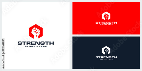 strenght logo design vector template premium