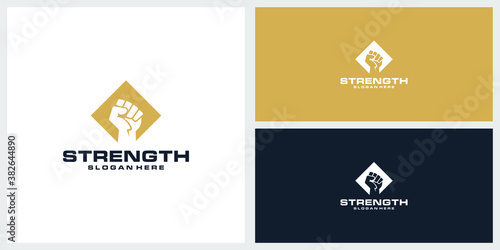 strenght logo design vector template premium