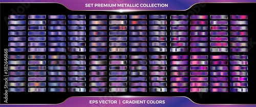 Purple Violet mauve plum collection of gradients Mega set of metallic palettes Vector template