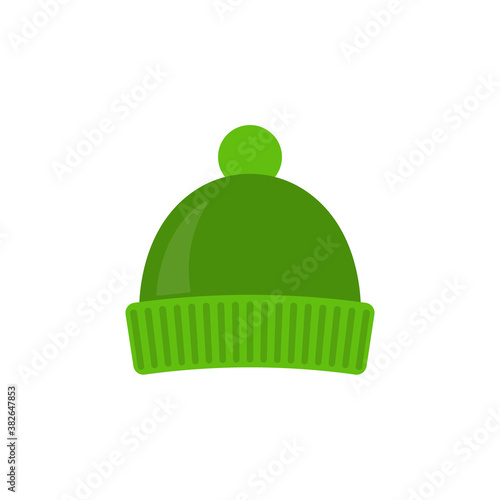 Green winter hat icon. Vector illustration. Isolated.
