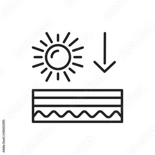 Uvb and uva influence black line icon. Skin layer. 