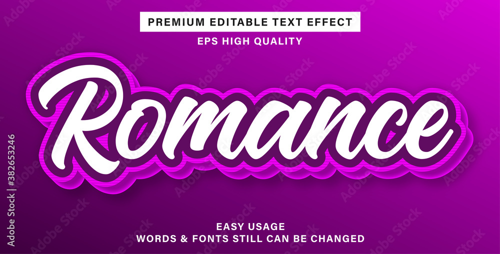 Editable text effect romance