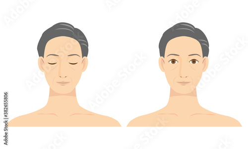 中年男性の顔　イラスト
