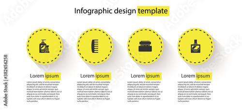 Set Shaving gel foam and brush, Hairbrush, Cream or lotion cosmetic tube and Aftershave. Business infographic template. Vector.