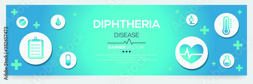 Creative (Diphtheria) disease Banner Word with Icons ,Vector illustration.	