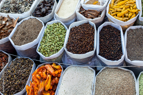 Indian s various spices for sell in market © njbfoto