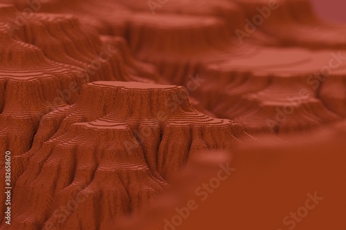 voxel blocks abstract mesa landscape computer generated