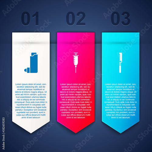 Set Inhaler, Syringe and Medical saw. Business infographic template. Vector.