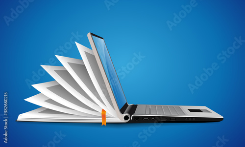 Podstawowe RGBComputer as book knowledge base concept - laptop as elearning idea