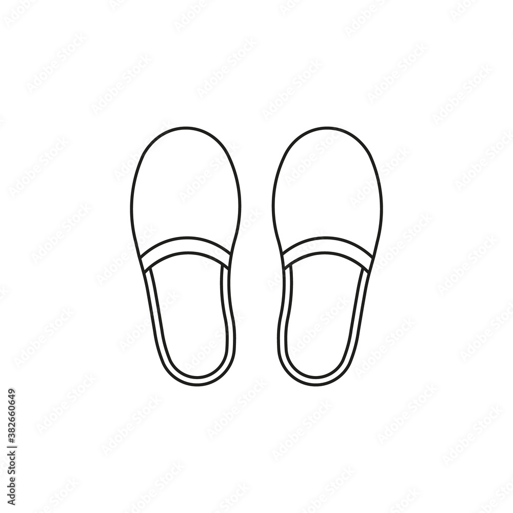 Slippers icon design in line style. Home shoes. Isolated. Vector. Slippers icon design in line style. Home shoes. Isolated. Vector.