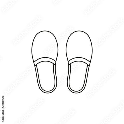 Slippers icon design in line style. Home shoes. Isolated. Vector.