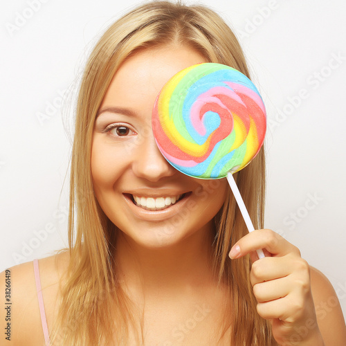 Nice blond girl with lolipop