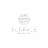 Surface logo template. Lined field abstract logo template. Abstract stripes line wavy field pattern. Topography logo. Relief logo. Mesh surface. Geology layers. Topographic line map.