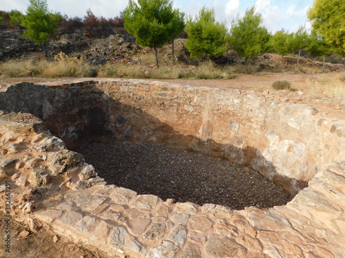 Ancient Greek silver mine, workshop facilities, at Lavrio, Attica, Greece photo