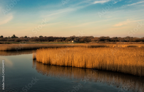 The river Meon running through Titchfield Haven on a sunny winter's afternoon. photo