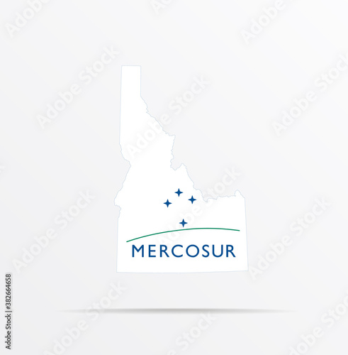Vector map State of Idaho combined with Southern Common Market (Mercosur) flag. photo