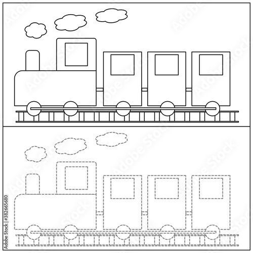 Coloring and trace of airplane for kids 