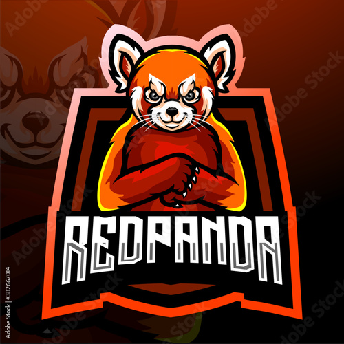 Red panda esport logo mascot design