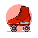 Roller Skate Illustration Logo Vector. Sport Fashion Exercise Activity. Roller Skating Girl Icon Cartoon