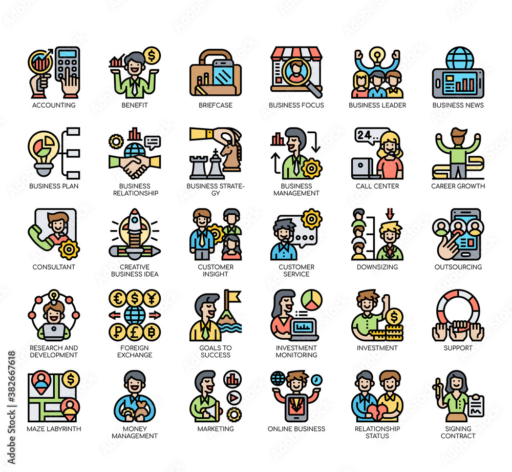 Set of business thin line and pixel perfect icons for any web and app project.