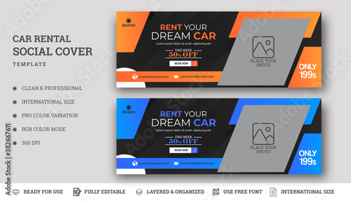 Rental Car Social Media Cover & Facebook Cover Template