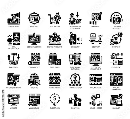 Set of online marketplace thin line and pixel perfect icons for any web and app project.