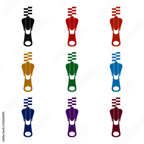 Zipper icon simple sign, color set