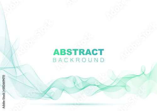Wave with shadow. Abstract gradient lines on a white background. Line art. Vector illustration. Colorful shiny wave with lines created using blend tool. Curved wavy line,smooth stripe. Design element.
