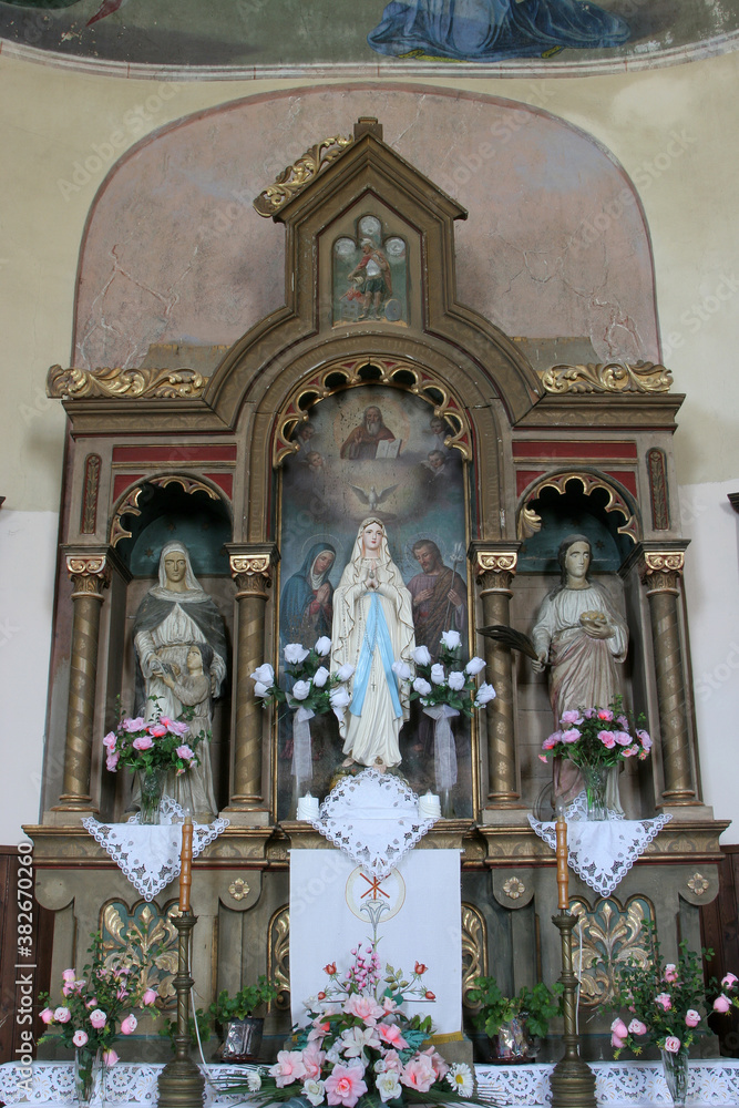 Altar of the Holy Family in the parish church of St. Martin in Lijeva Dubrovcak, Croatia