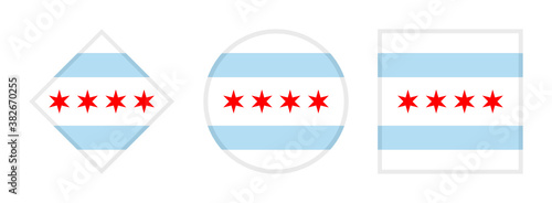 chicago flag icon set. isolated on white background
