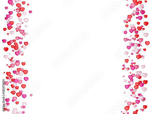 Wallpaper Mural Seamless hearts frame border pattern isolated on white. Many multicolored falling hearts.  Torontodigital.ca