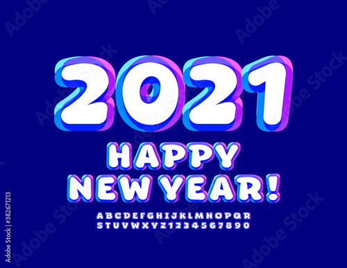 Vector creative greeting card Merry Christmas 2021  Artistic trendy Font. Bright Alphabet Letters and Numbers set