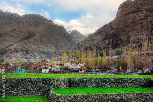 spring landscape photography of yugo village in ghanche district , gilgit baltistan, Pakistan  photo