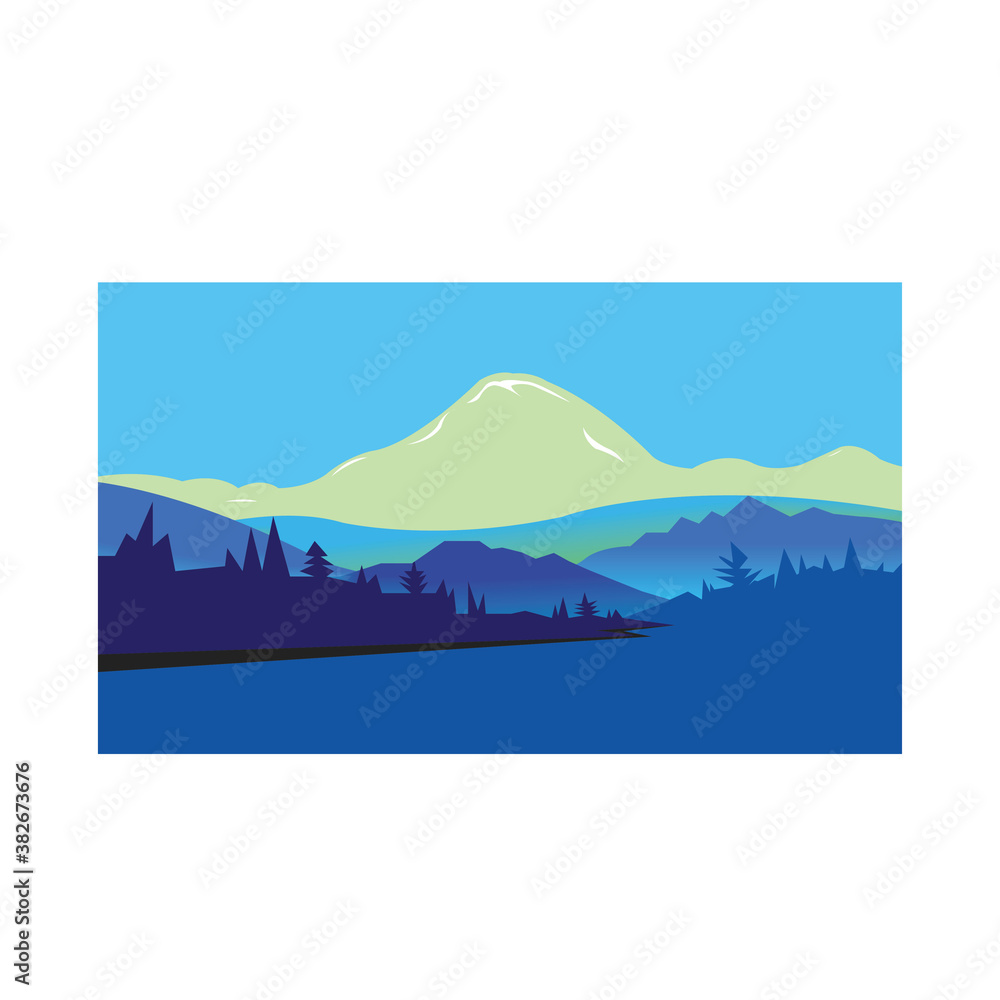 Naklejka premium landscape illustration mountain nature abstract background colorful design vector