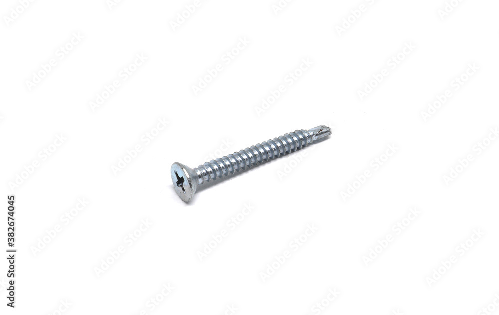 Self Drilling Screw Flat Head isolated on white background Self Drilling Screw Flat Head isolated on white background