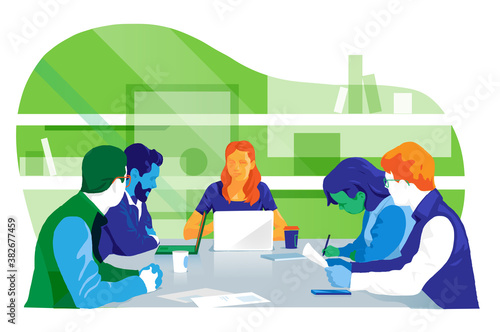Squadra di giovani professionisti che lavora insieme in ufficio