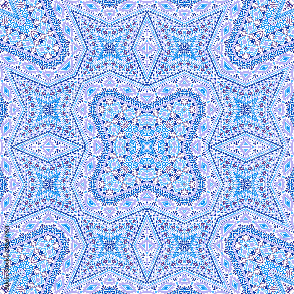 Fototapeta Scandinavian repeating pattern graphic design. Arabesque geometric texture. Ceramic print in ethnic 