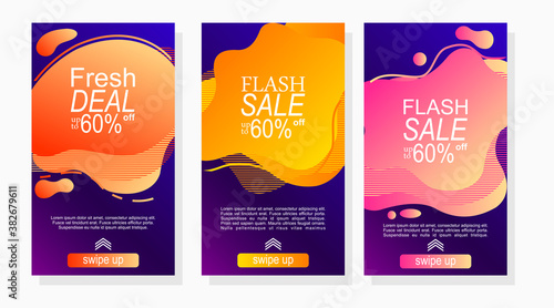 set of labels for sale and discount promotion stories with gradient color