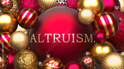 Canvastavla Altruism and Xmas, pictured as red and golden, luxury Christmas ornament balls w