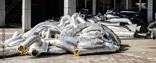 Tableau sur toile Discarded flexible metal tubing used for air conditioning installations