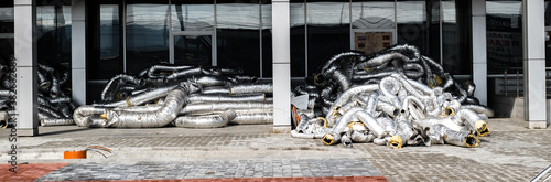 Tableau sur toile Discarded flexible metal tubing used for air conditioning installations